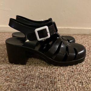 Nature Breeze 2.5” Heel Retro Black Jelly Shoes Sandals